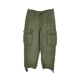 No Boundaries Canvas Cargo Pants Mens Size 28 Barrel Y2K Oversized Army Green